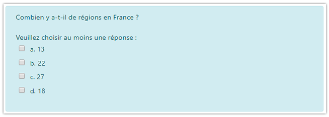 Exemple de QCM - question à choix multiple